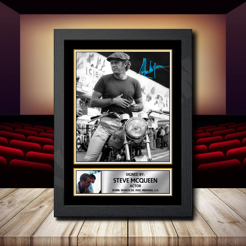 Steve Mcqueen Printed Signature Movie Star Poster Print Framed Wall Art Gift – Steve Mcqueen Printed Signature Movie Star Poster Print