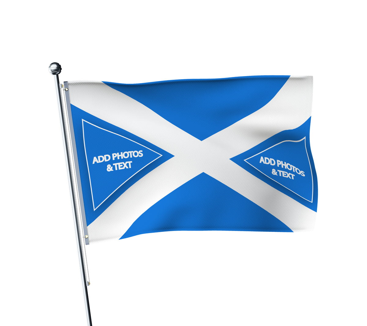 Personalised Scotland terrace flag: Saltire football fan flag, printed with custom wording
