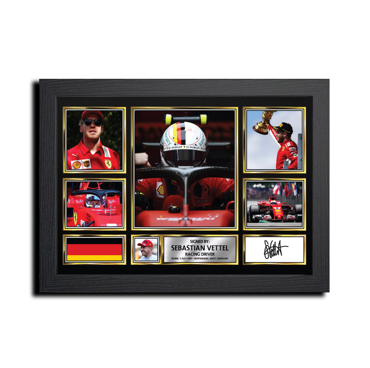 Sebastian Vettel MC1718 Printed Signature Motorsport Print