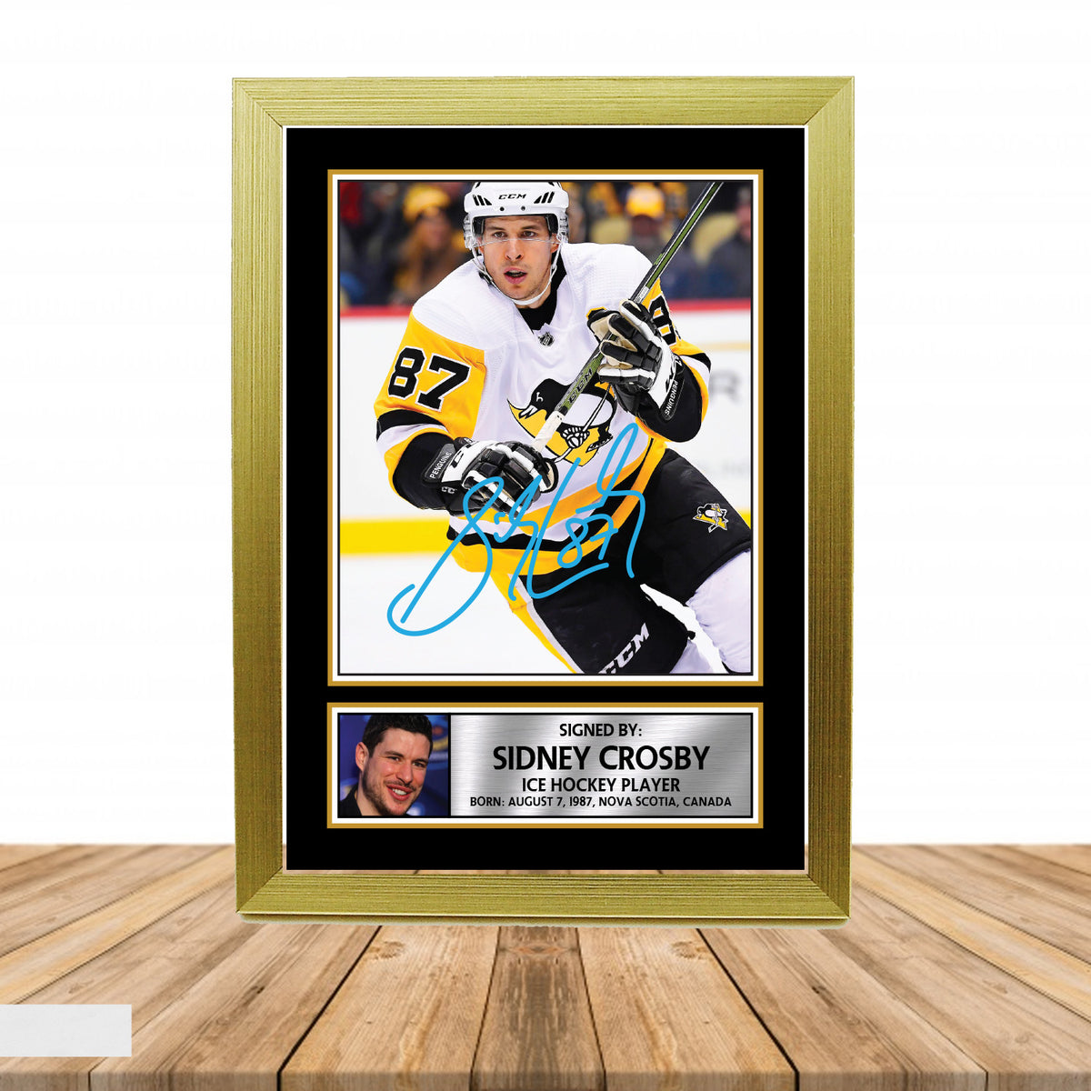 Sidney Crosby Ice Hockey Printed Signature Poster Print Gift