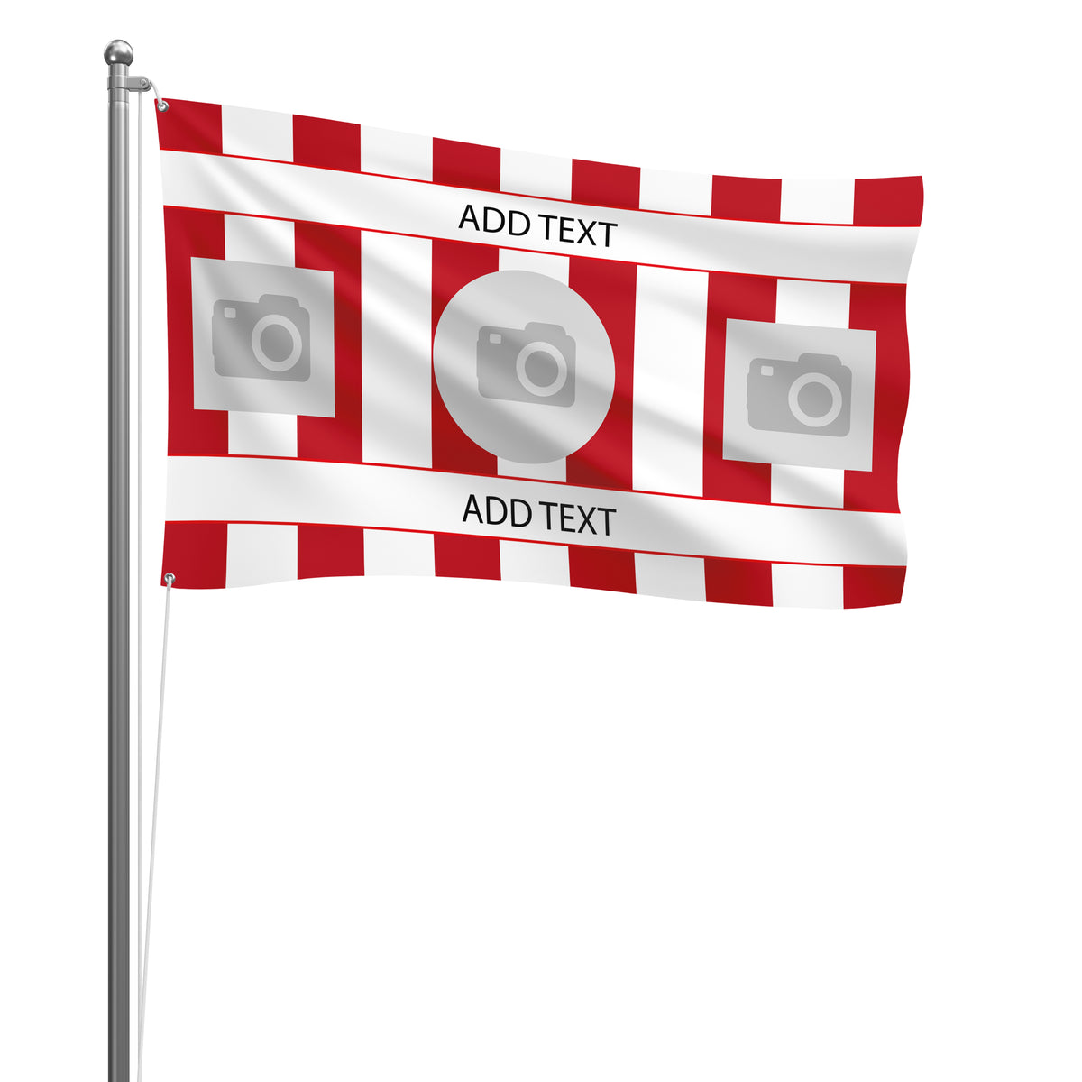Personalised Southampton football flag design 2 in red and white, printed with custom wording