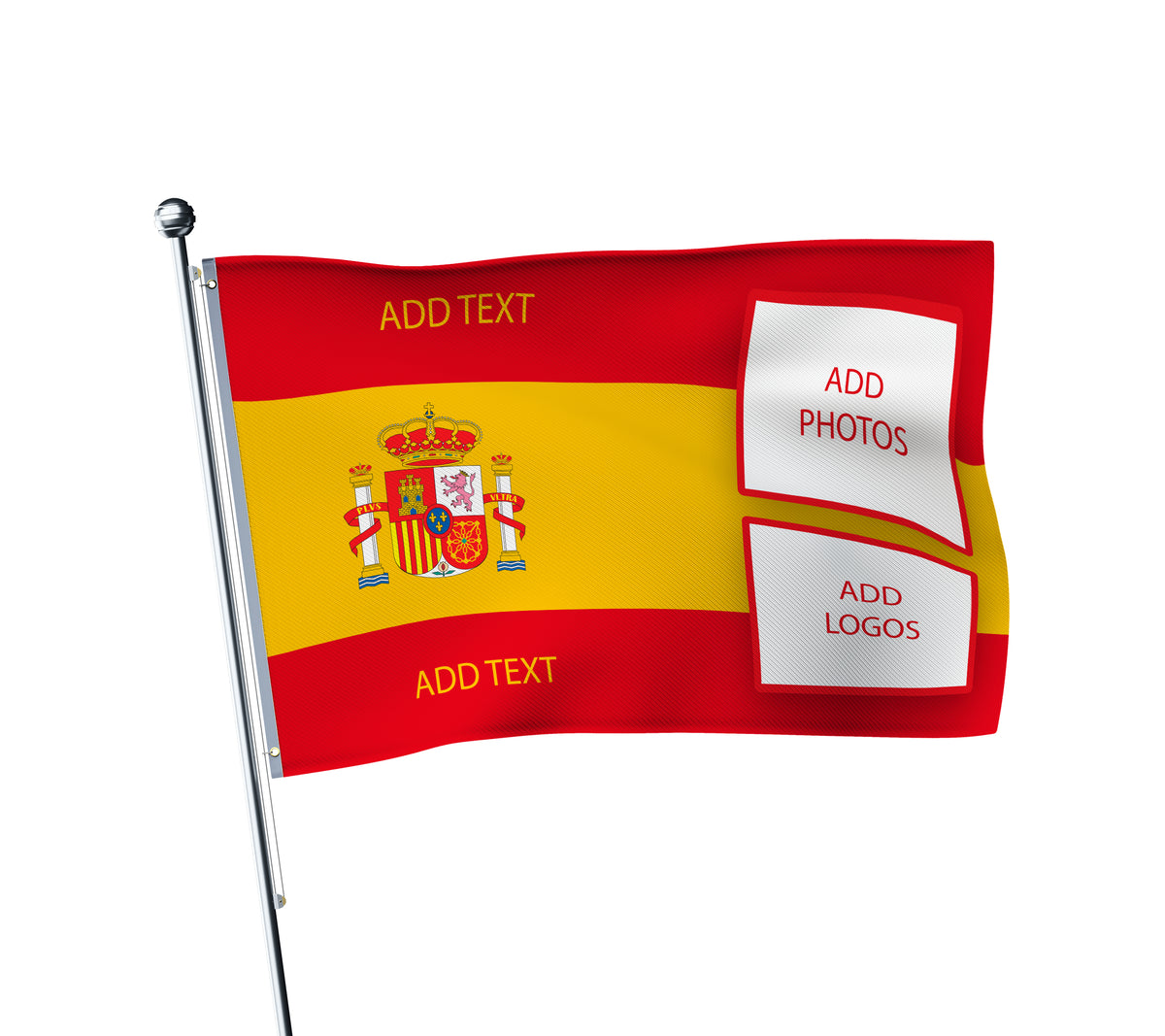 Personalised Spain terrace flag: Spanish football fan flag, printed with custom wording