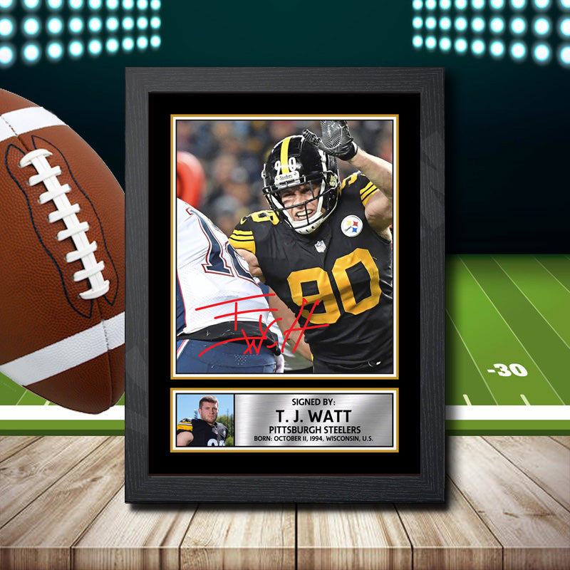 T. J. Watt Printed Signature NFL Star Poster Print Framed Wall Art Gift β T. J. Watt Printed Signature NFL Star Poster Print