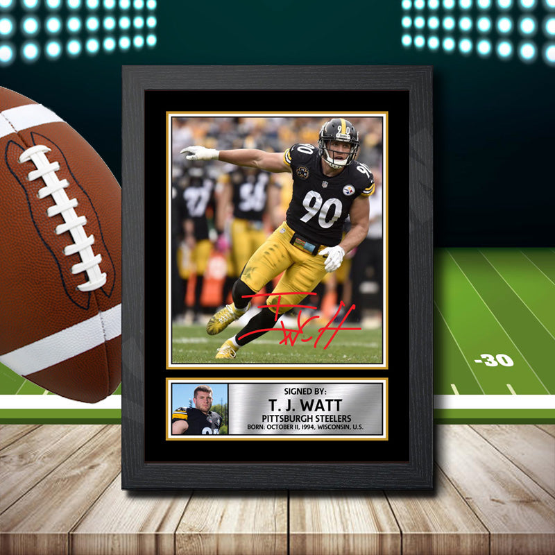 T. J. Watt 2 Printed Signature NFL Star Poster Print Framed Wall Art Gift β T. J. Watt 2 Printed Signature NFL Star Poster Print