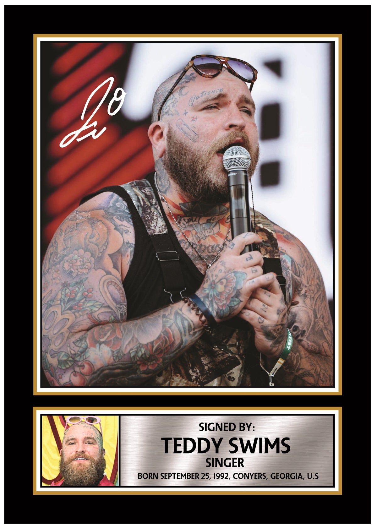 Teddy Swims Printed Signature Poster Print – Live Concert Portrait Wall Art – Soul & R&B Singer Music Wall Art Gift for Fans – Teddy Swims Printed Signature Poster Print