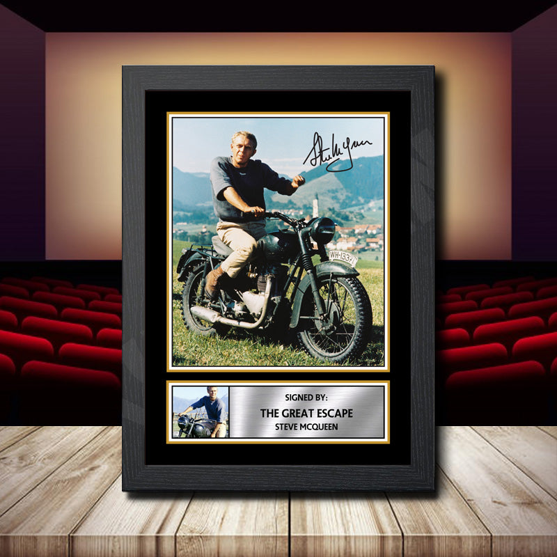 The Great Escape Steve Mcqueen Printed Signature Movie Star Poster Print Framed Wall Art Gift β The Great Escape Steve Mcqueen Printed Signature Movie Star Poster Print