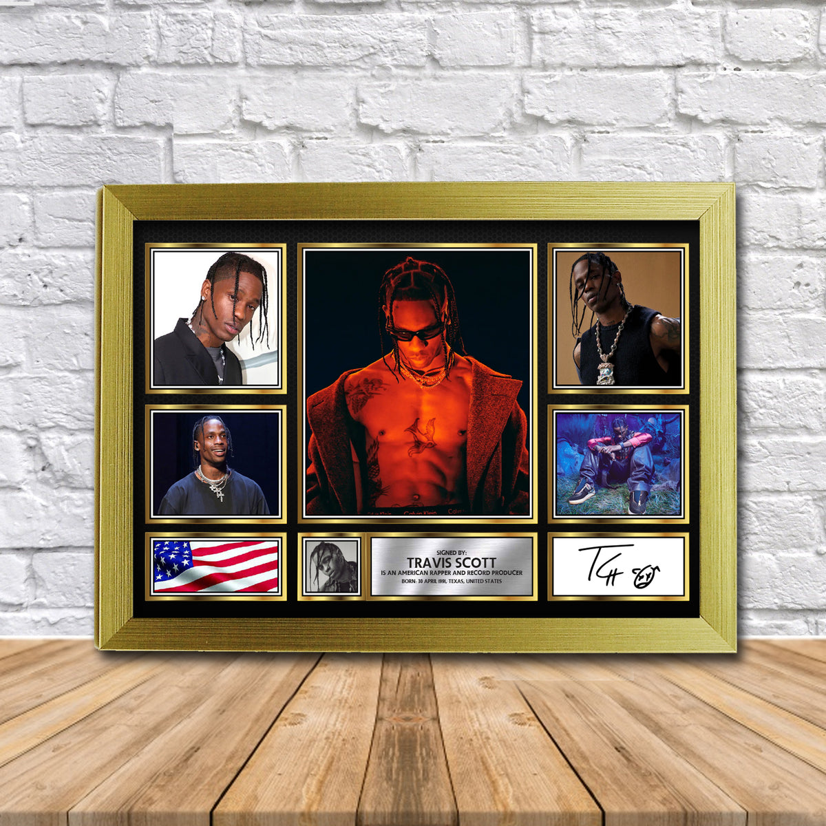 Travis Scott Music Gift Framed Printed Signature Star Poster Print Wall Art Gift