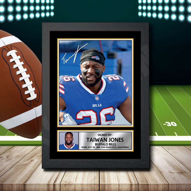 Taiwan Jones 2 Printed Signature NFL Star Poster Print Framed Wall Art Gift – Taiwan Jones 2 Printed Signature NFL Star Poster Print