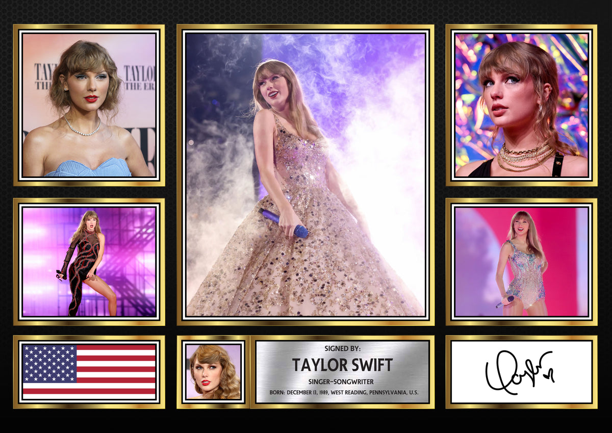 Taylor Swift Framed Printed Signature Print – Music Fan Gift – Taylor Swift Framed Printed Signature Print – A4 Poster