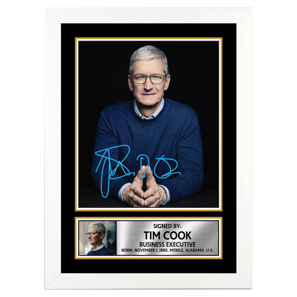 Tim Cook Printed Signature 2 Famous Businessmen Poster Print Gift