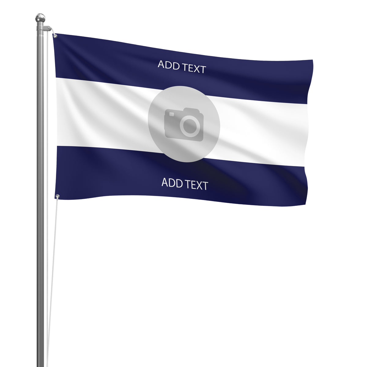 Personalised Tottenham football flag design 2 in navy and white, printed with custom wording