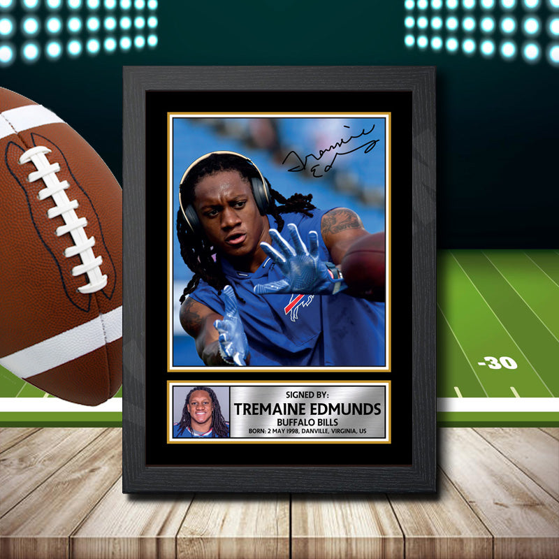 Tremaine Edmunds 1 Printed Signature NFL Star Poster Print Framed Wall Art Gift – Tremaine Edmunds 1 Printed Signature NFL Star Poster Print