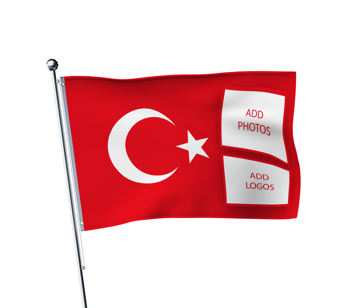 Personalised Turkey terrace flag: Turkish football fan flag, printed with custom wording