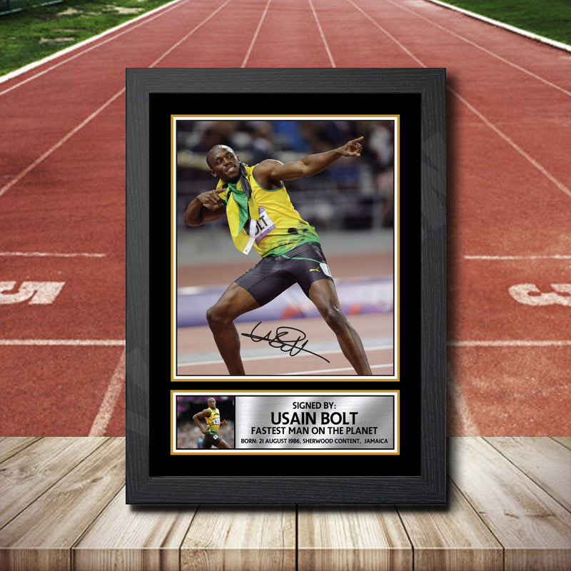 Usain Bolt Printed Signature Athletics Star Poster Print Framed Wall Art Gift – Usain Bolt Printed Signature Athletics Star Poster Print