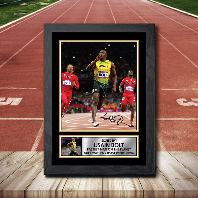 Usain Bolt 2 Printed Signature Athletics Star Poster Print Framed Wall Art Gift β Usain Bolt 2 Printed Signature Athletics Star Poster Print