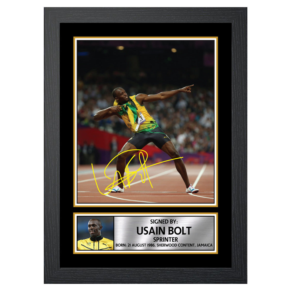 Usain Bolt Athletics Printed Signature Poster Print Gift