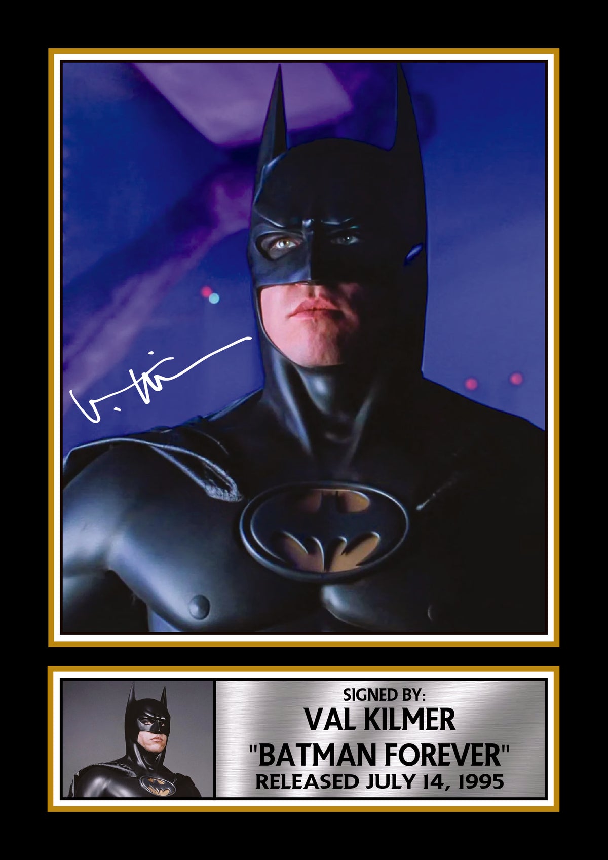 Val Kilmer Batman Forever Printed Signature Poster – Batman 1995 DC Movie Wall Art – Superhero Wall Art Print for Fans – Val Kilmer Batman Forever Printed Signature Poster