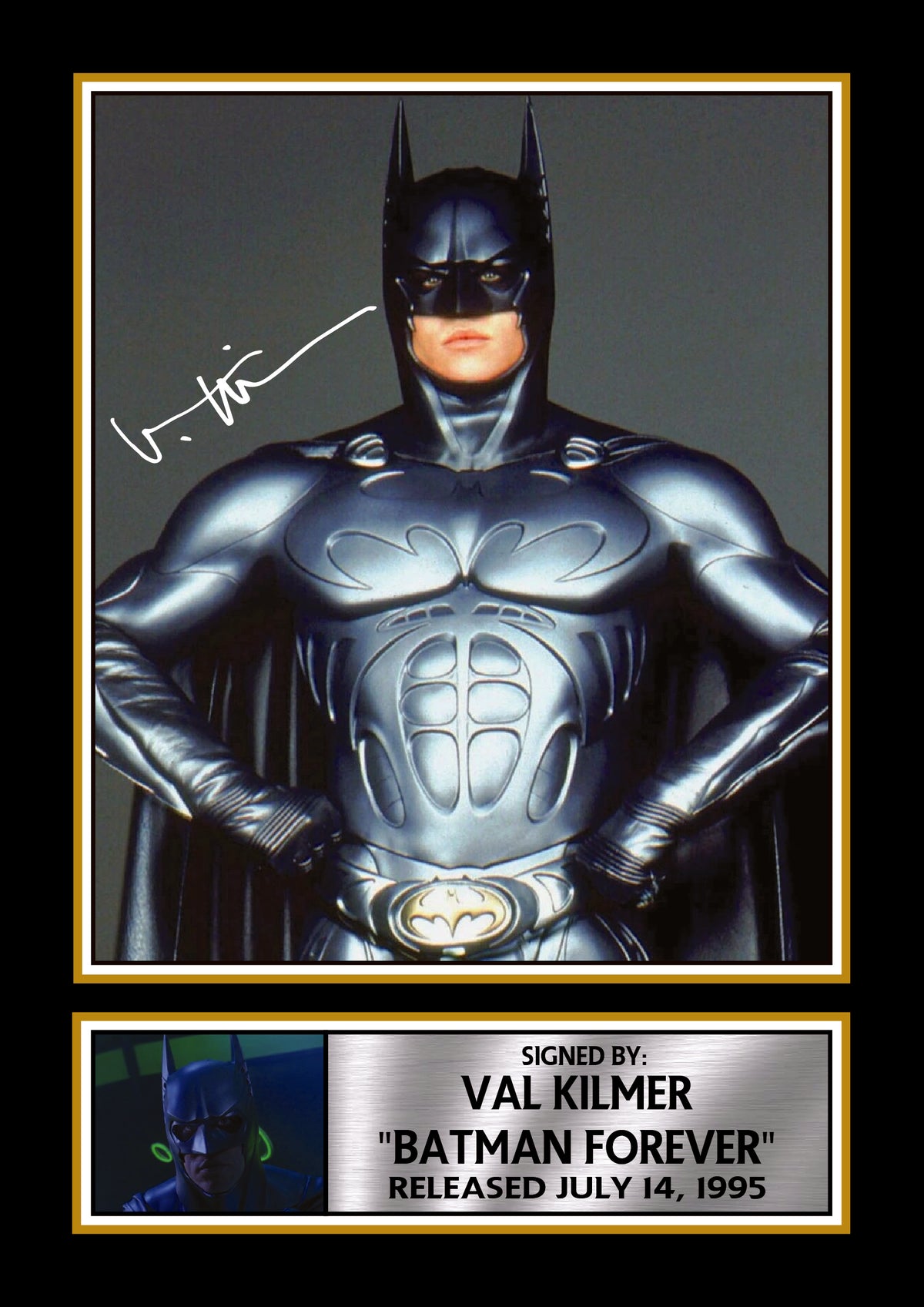 Val Kilmer Batman Forever Sonar Suit Printed Signature Poster – Batman 1995 Movie Wall Art Wall Art – DC Superhero Print for Fans – Val Kilmer Batman Forever Sonar Suit Printed Signature Poster