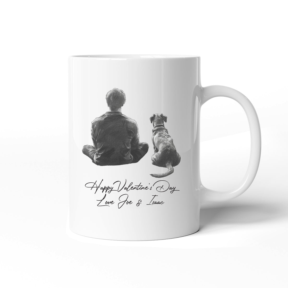 Valentines Day Man and Dog Personalised Romantic Ceramic Mug Gift
