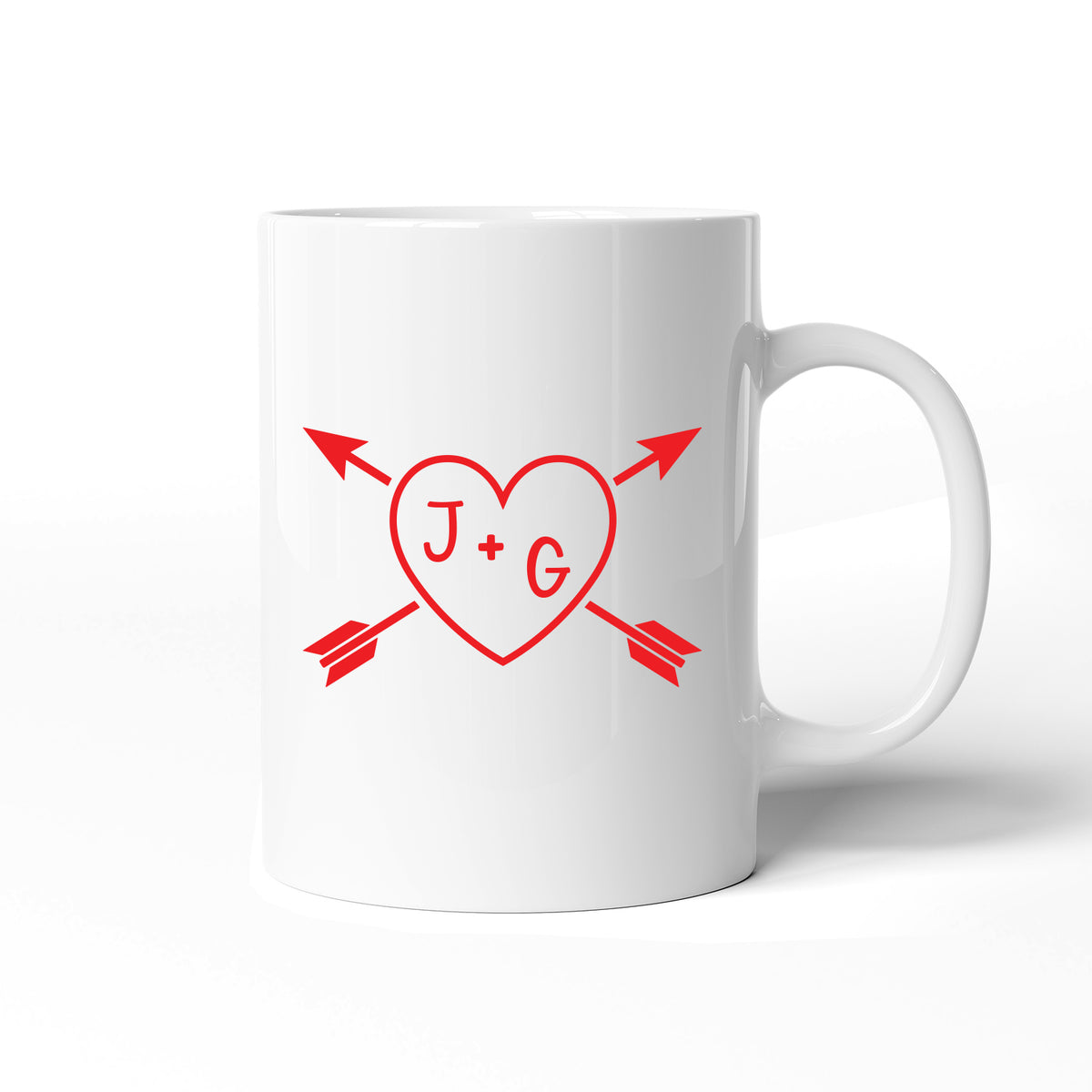 Valentines Day Two Arrow Heart Personalised Romantic Ceramic Mug Gift