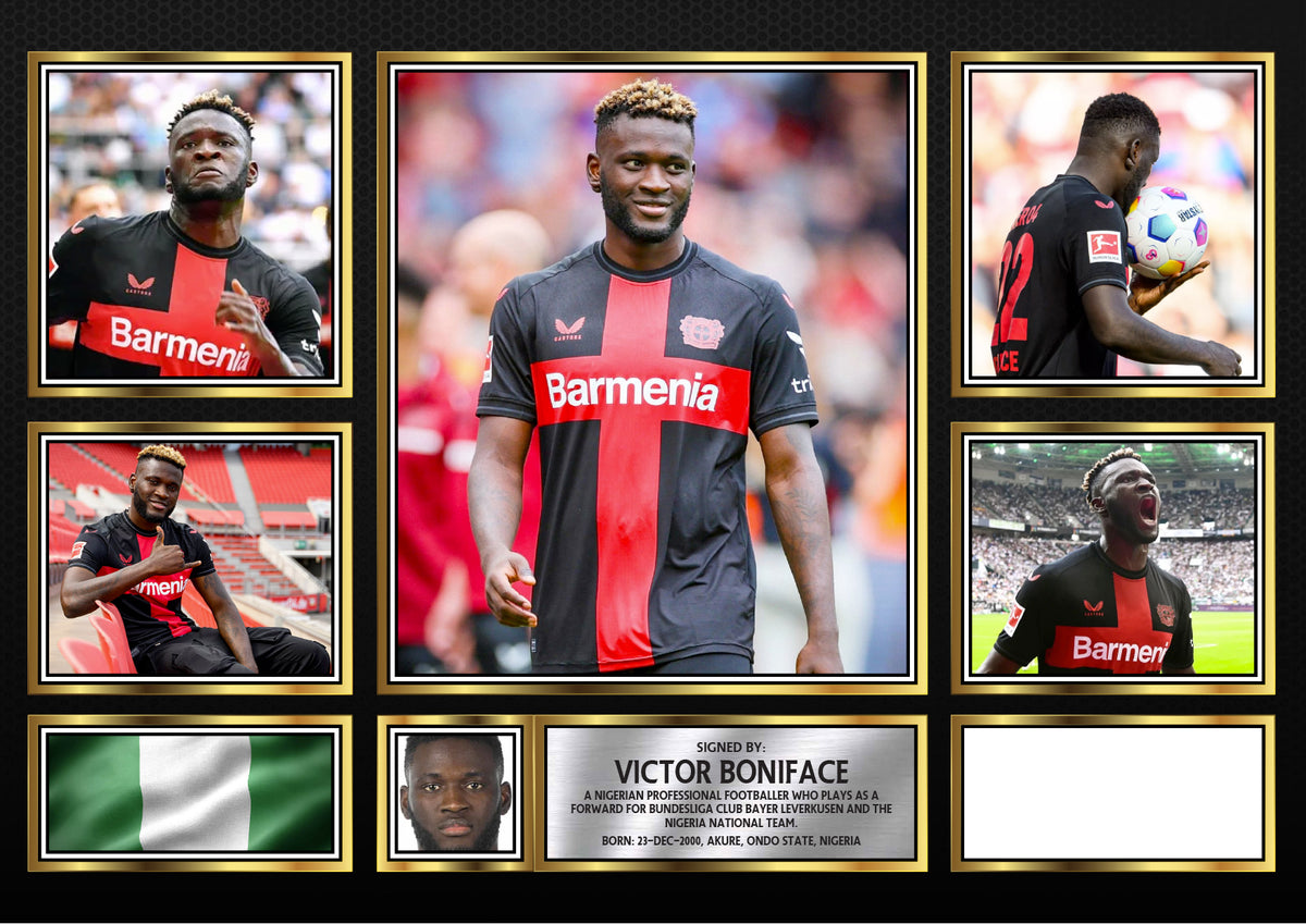 Victor Boniface Top Footballer Printed Signature Print Landscape – A4 Poster