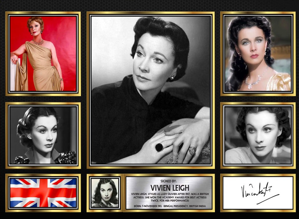 Vivien Leigh Actors Framed Autographed Print - Limited Edition Autograph Fan Gift – Collectible Memorabilia Merchandise