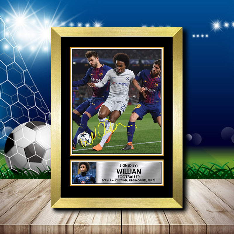 WILLIAN 2 Footballer Printed Signature Poster Print Gift