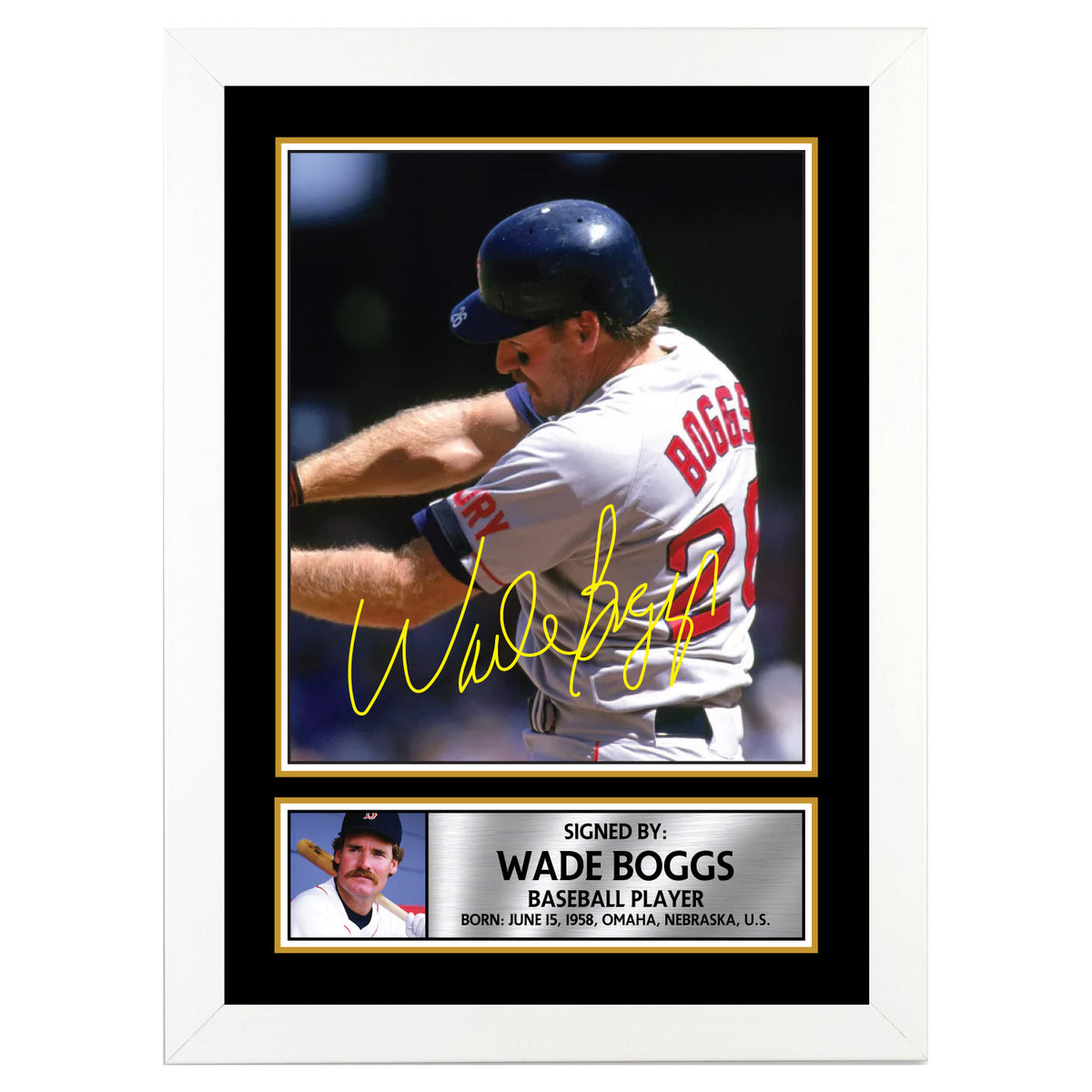 Wade Boggs Baseball Player Printed Signature Poster Print Gift