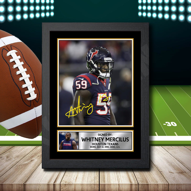 Whitney Mercilus Printed Signature NFL Star Poster Print Framed Wall Art Gift – Whitney Mercilus Printed Signature NFL Star Poster Print