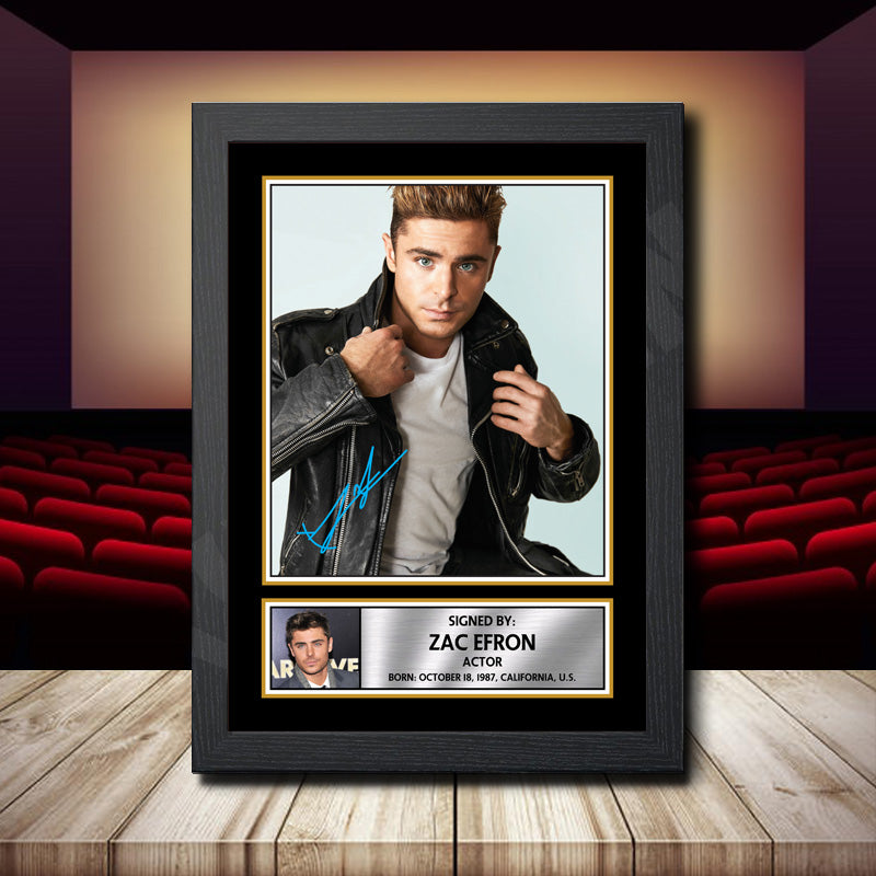Zac Efron 2 Printed Signature Movie Star Poster Print Framed Wall Art Gift – Zac Efron 2 Printed Signature Movie Star Poster Print