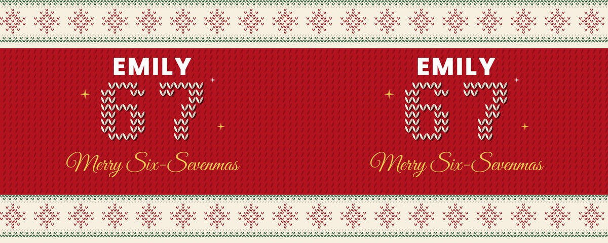 Personalised Six Seven Christmas Mug – Child's Name – 6 7 Kids Gift – a six seven kids Christmas mug design