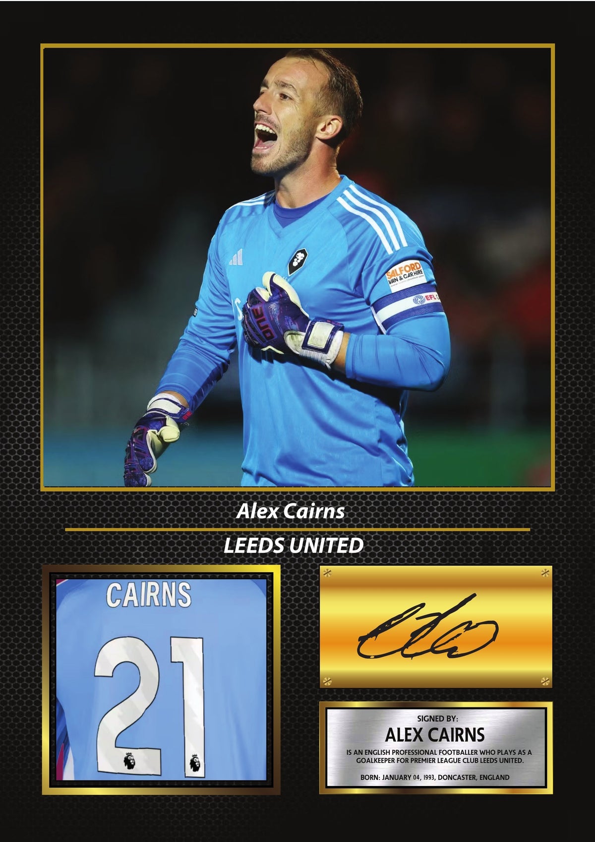 Alex Cairns Leeds United Poster Print – Football Wall Art Perfect Gift for Football Fans – Alex Cairns Leeds United Poster Print