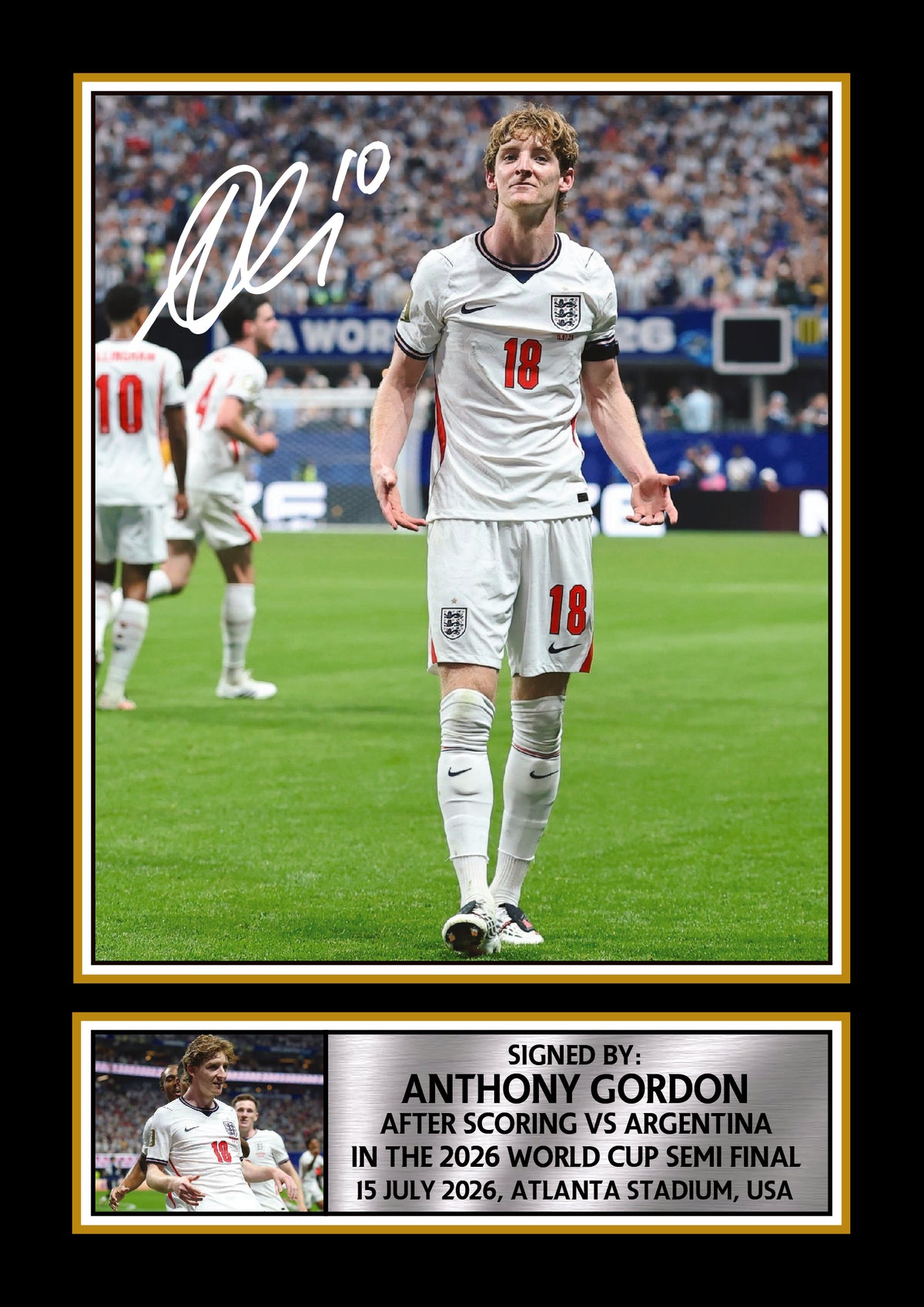 Anthony Gordon England Football Poster Print