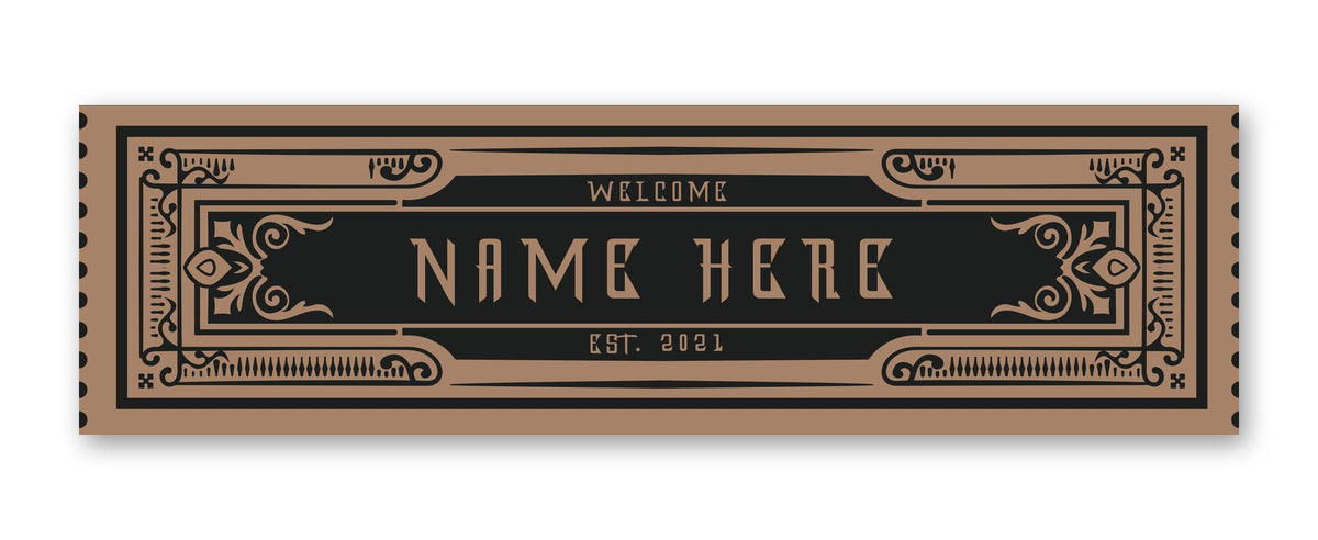 Personalised art deco bar runner – art deco ticket design