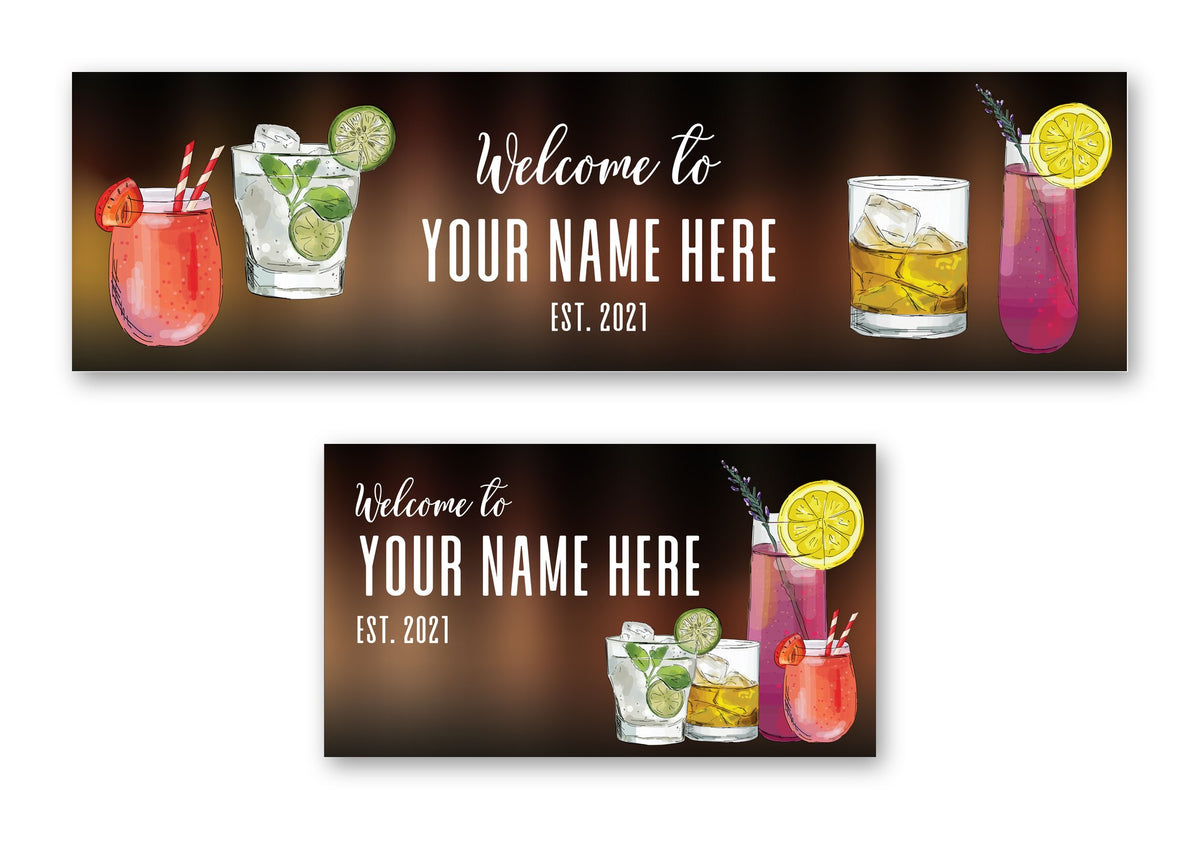 Personalised cocktail bar mat – cocktail welcome design