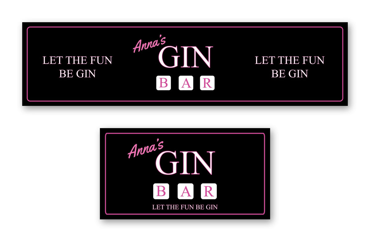 Personalised gin bar mat – gin bar pink design