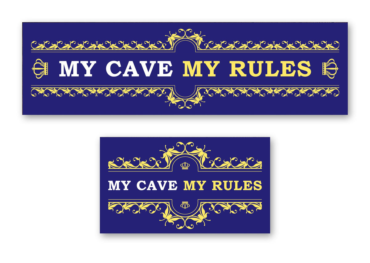 My cave my rules bar mat – long runner and small mat, my cave my rules navy design