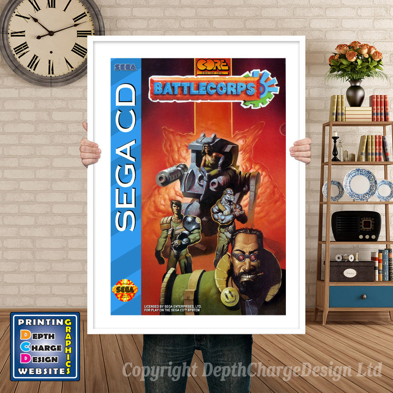 Battlecorps Sega Sega Mega CD Inspired Retro Gaming Poster A4 A3 A2 Or A1 – Battlecorps Sega Mega CD inspired retro gaming poster shown in a white frame