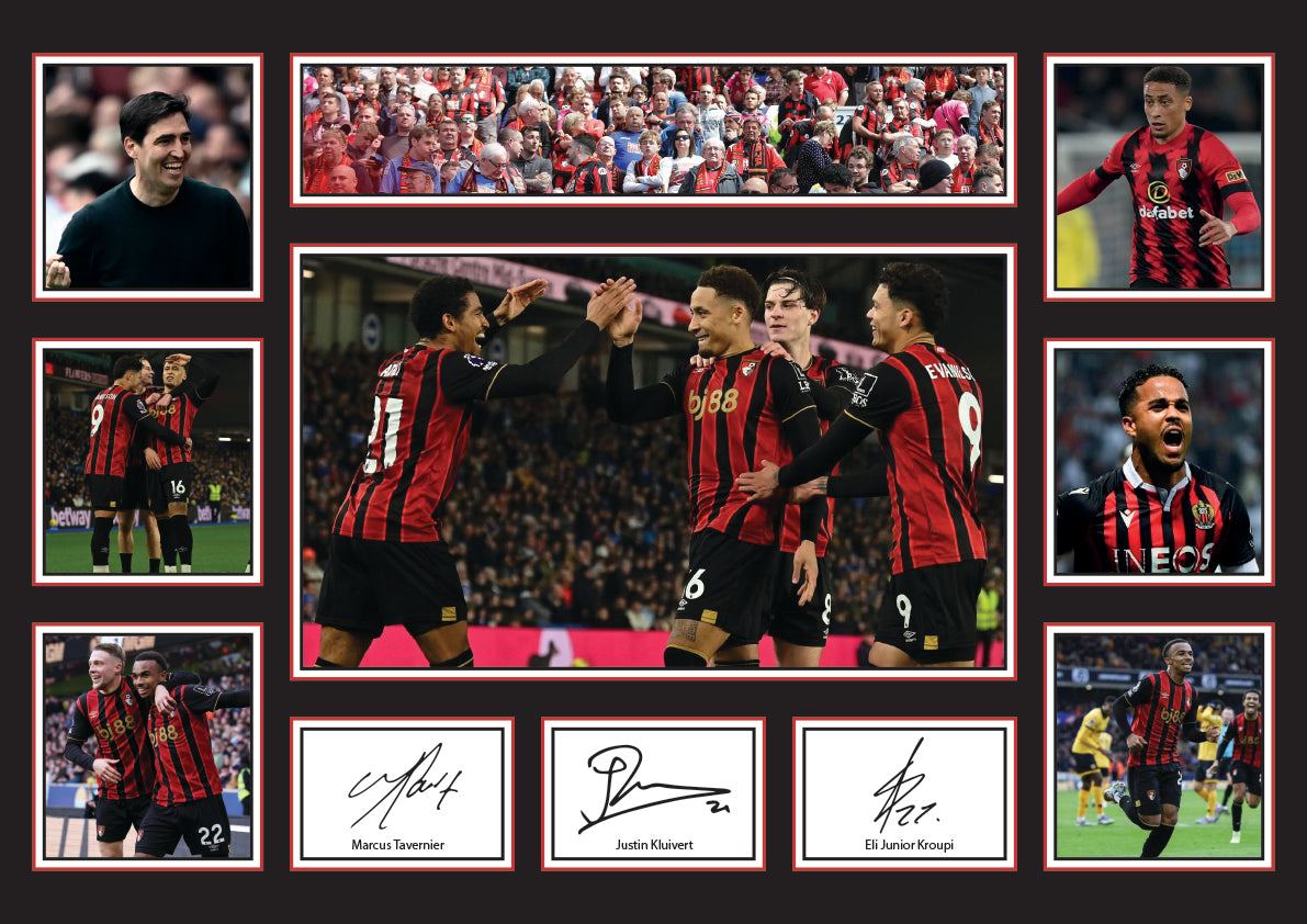 AFC Bournemouth Team Poster 2026 – Cherries Football Club Squad Wall Art Featuring Marcus Tavernier, Justin Kluivert & Eli Junior Kroupi – AFC Bournemouth Team Poster 2026