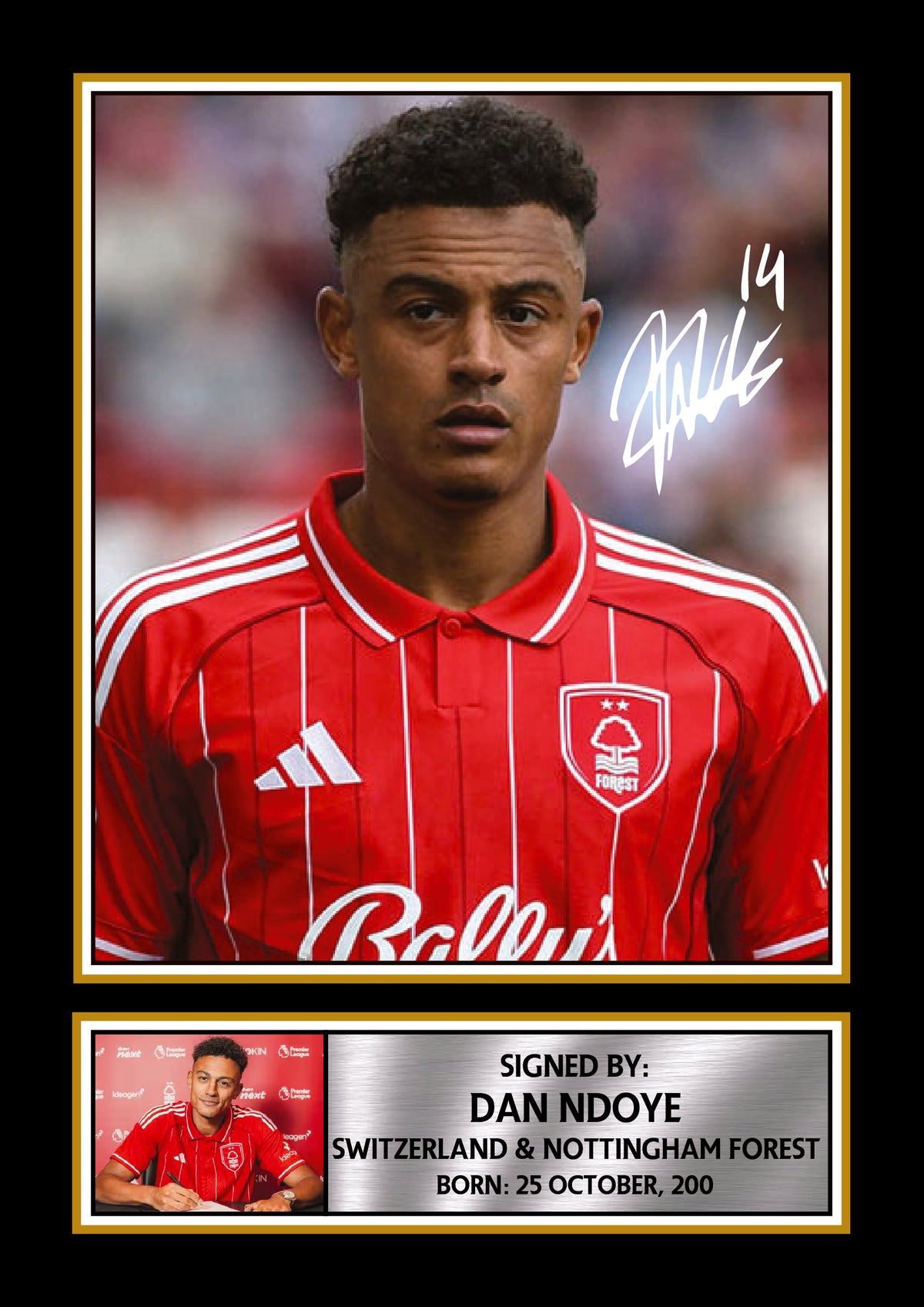 Dan Ndoye Nottingham Forest Printed Signature Poster – Switzerland Football Star Wall Art – Soccer Wall Art Gift for Fans – Dan Ndoye Nottingham Forest Printed Signature Poster