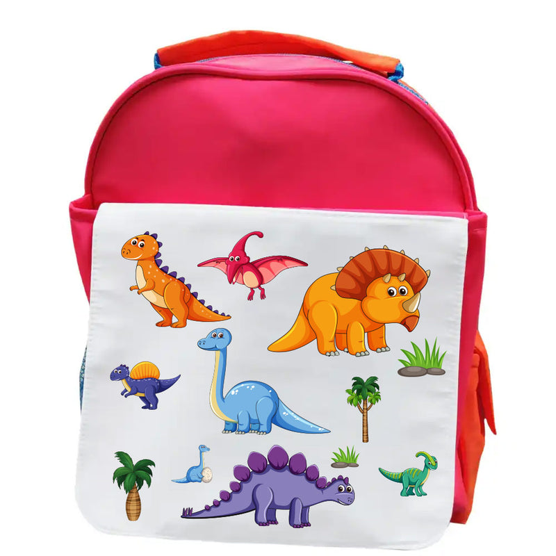 Personalised Custom Any Image Kids School Backpack Hi Vis - Your Image Back To School Bag - Red Green Rucksack Bag