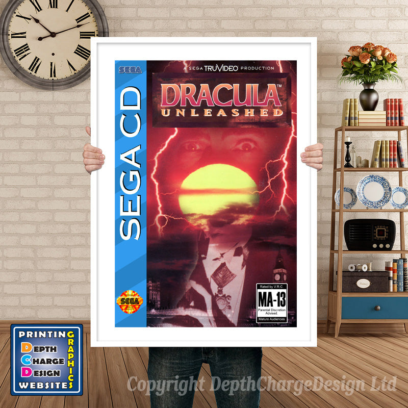 Dracula Unleashed Sega Sega Mega CD Inspired Retro Gaming Poster A4 A3 A2 Or A1 β Dracula Unleashed Sega Mega CD inspired retro gaming poster shown in a white frame