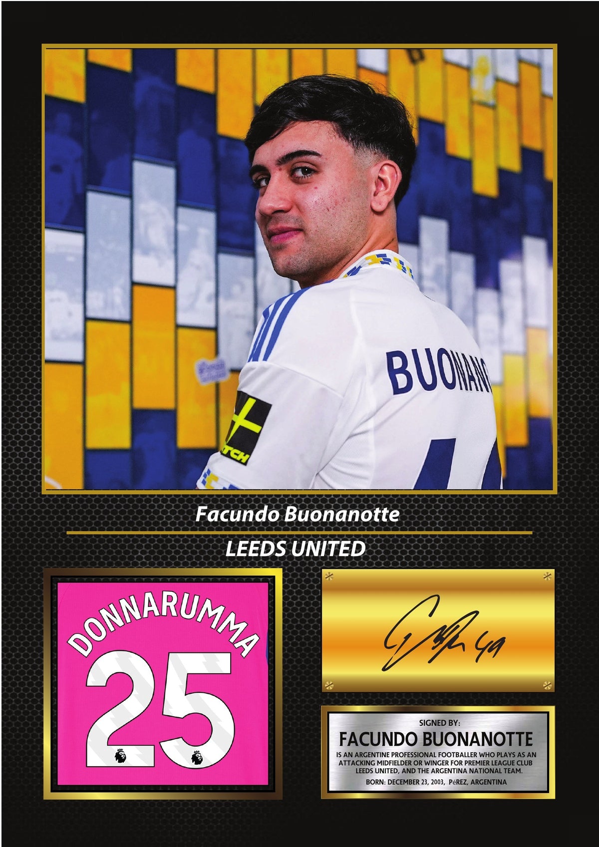 Facundo Buonanotte Leeds United Poster Print – Football Wall Art Perfect Gift for Football Fans – Facundo Buonanotte Leeds United Poster Print