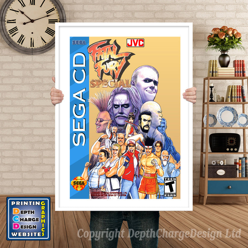 Fatalfury Special Sega Sega Mega CD Inspired Retro Gaming Poster A4 A3 A2 Or A1 – Fatalfury Special Sega Mega CD inspired retro gaming poster shown in a white frame