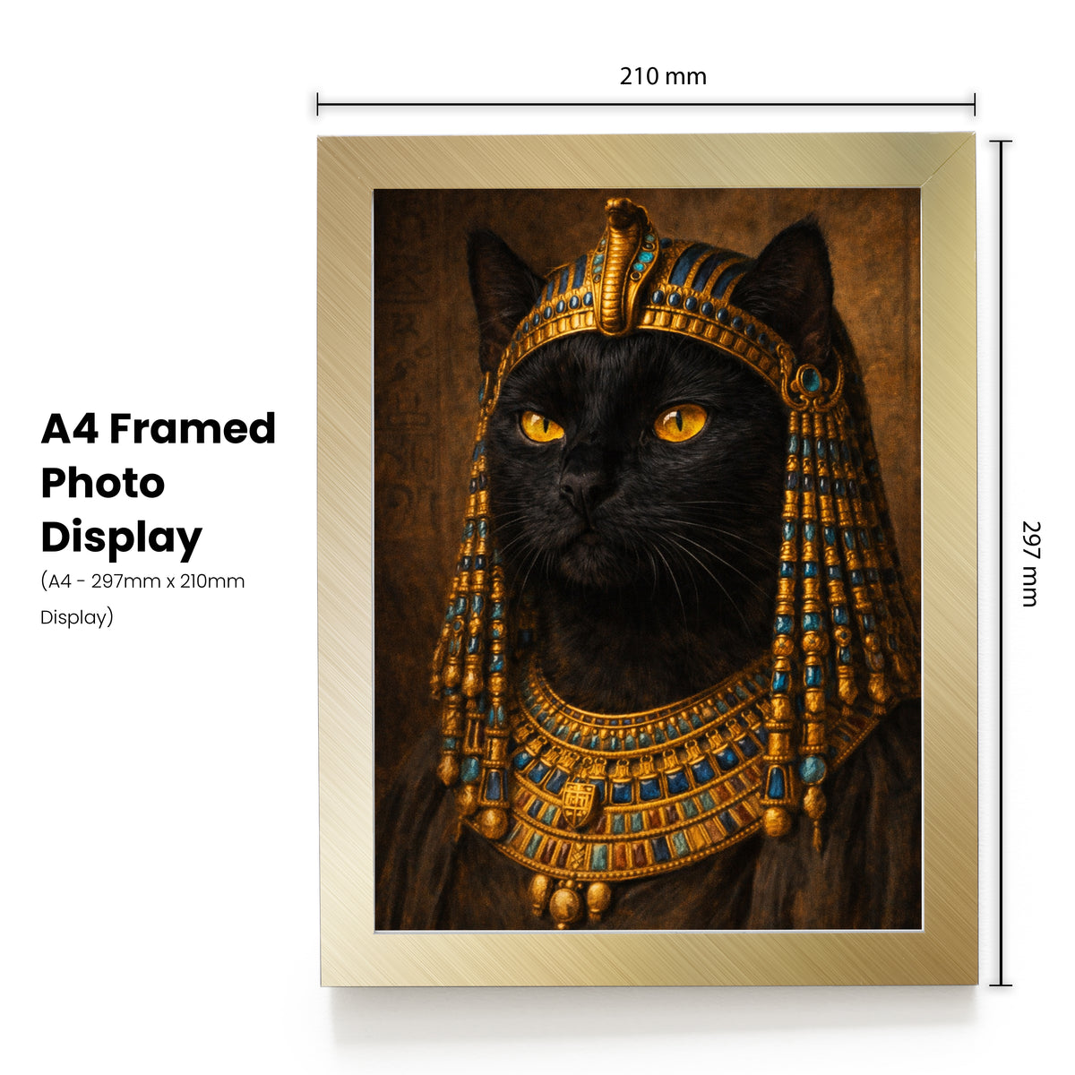 Personalised Pet Portrait – Your Dog or Cat as Cleopatra – Custom Print or Framed – Personalised Cleopatra pet portrait mockup, Version 1 – a dog or cat as Cleopatra