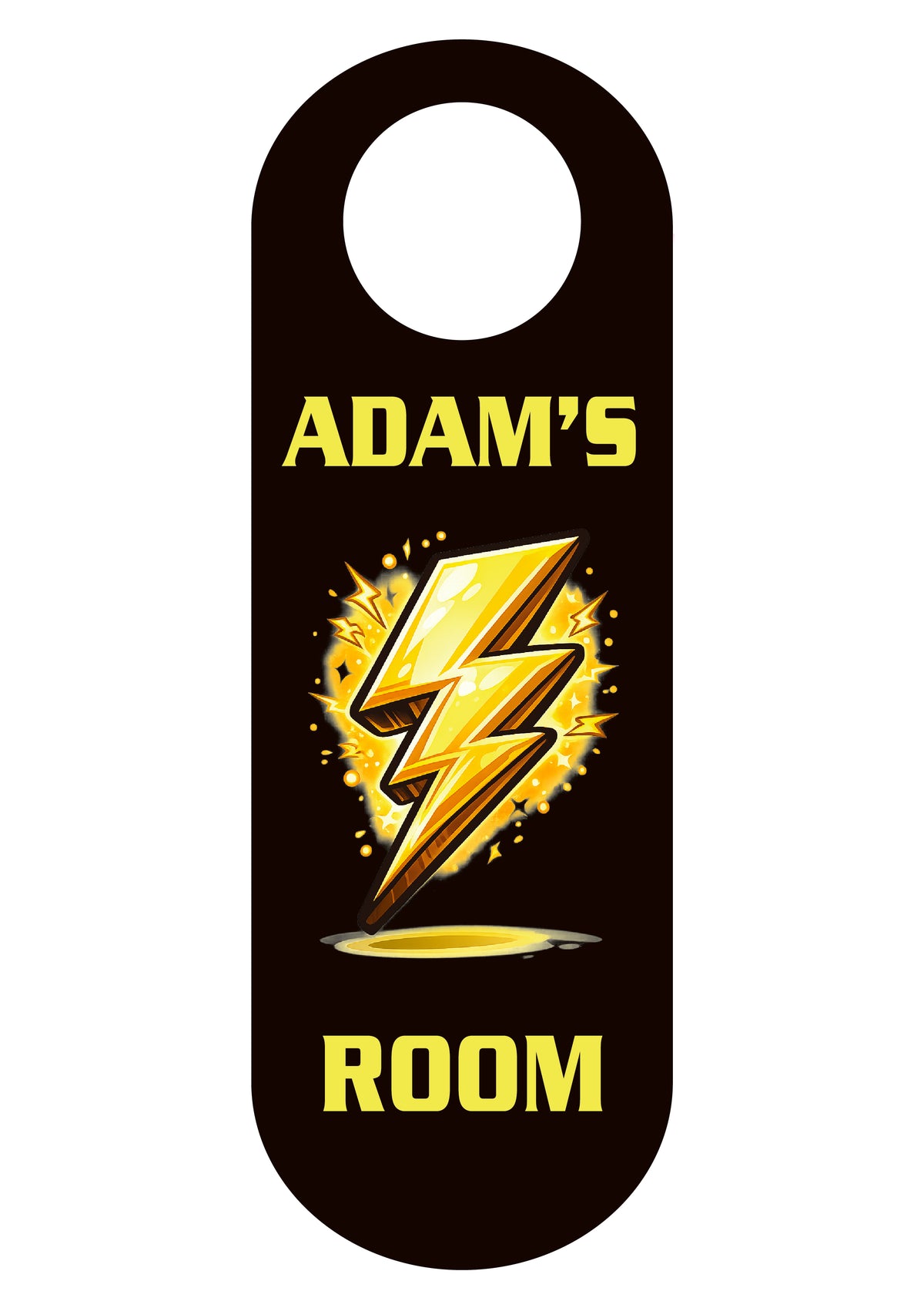 Personalised Name Door Hanger – Bedroom Door Sign – Pack of 4 – Personalised Name Door Hanger – personalised bedroom door hanger reading Adam's Room