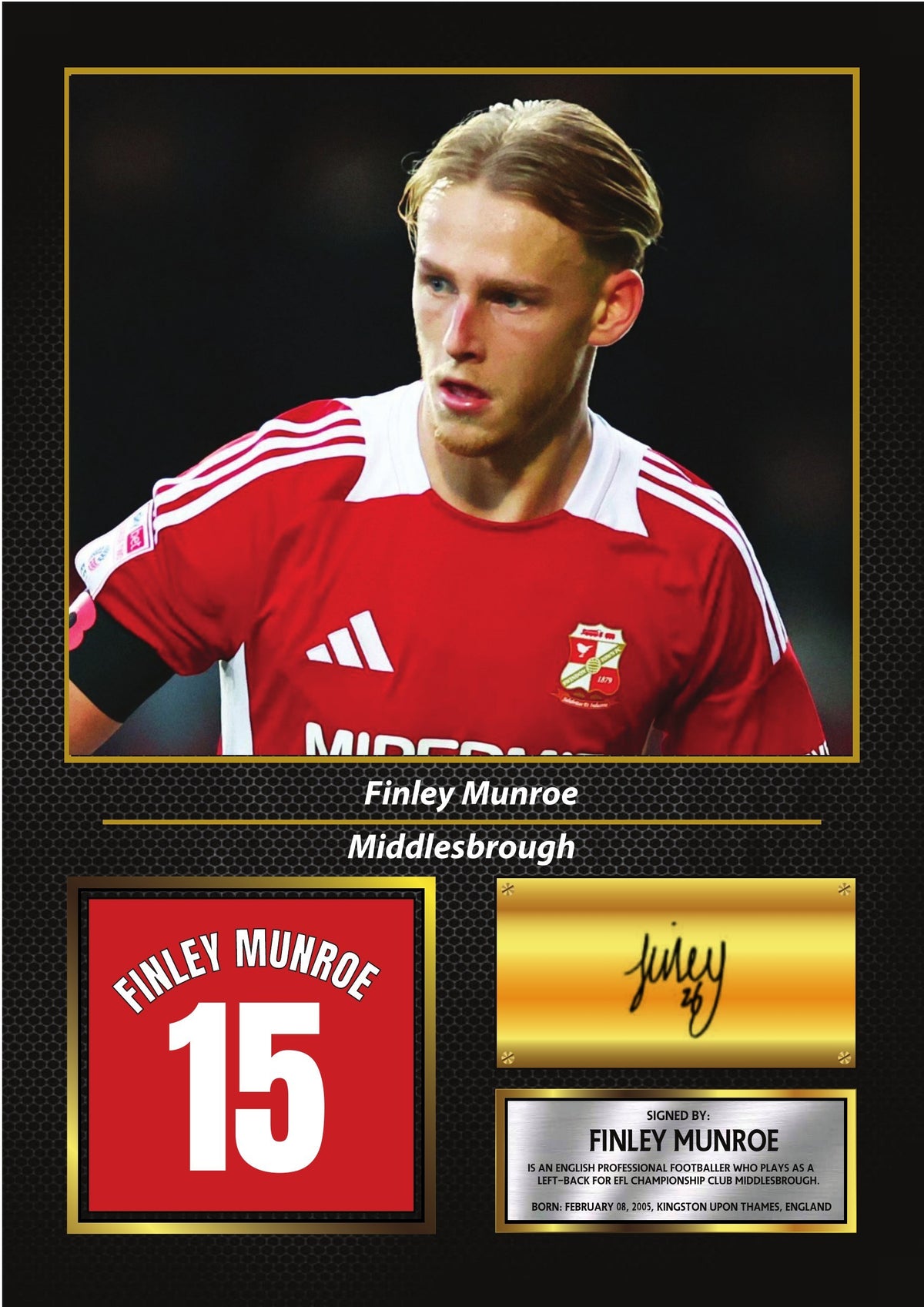 Finley Munroe Middlesbrough FC Poster Print – Football Wall Art Perfect Gift for Football Fans – Finley Munroe Middlesbrough FC Poster Print