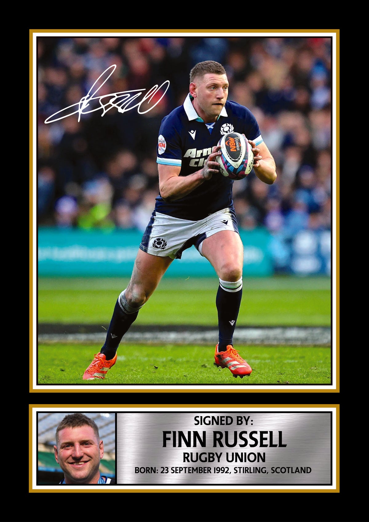 Finn Russell Printed Signature Poster – Scotland Rugby Union Star Wall Art – Scottish Rugby Player Wall Art Poster Print – Finn Russell Printed Signature Poster