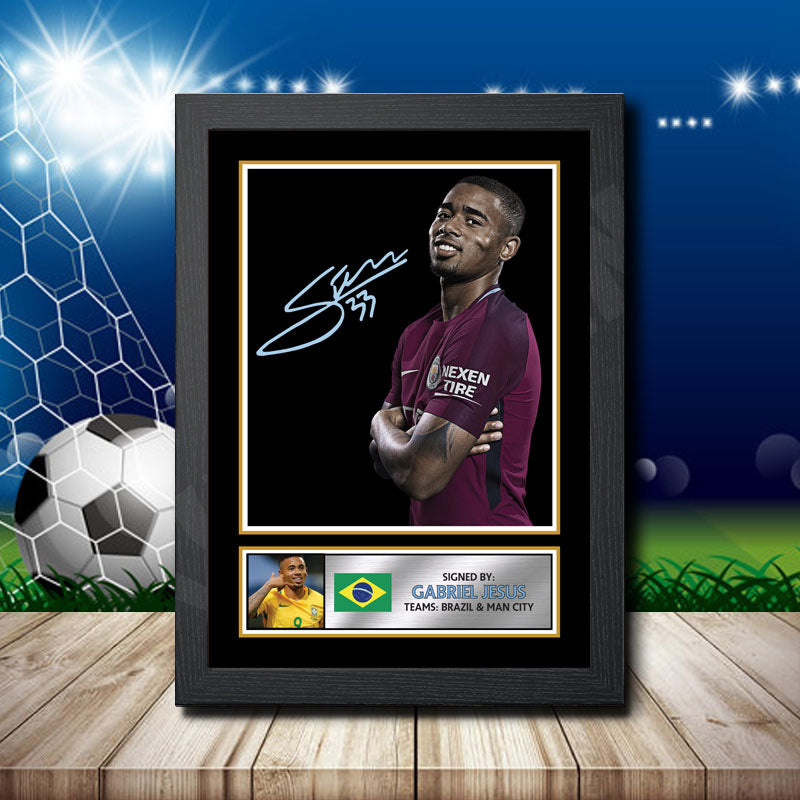 Gabriel Jesus Silver Printed Signature Footballers Star Poster Print Framed Wall Art Gift – Gabriel Jesus Silver Printed Signature Footballers Star Poster Print