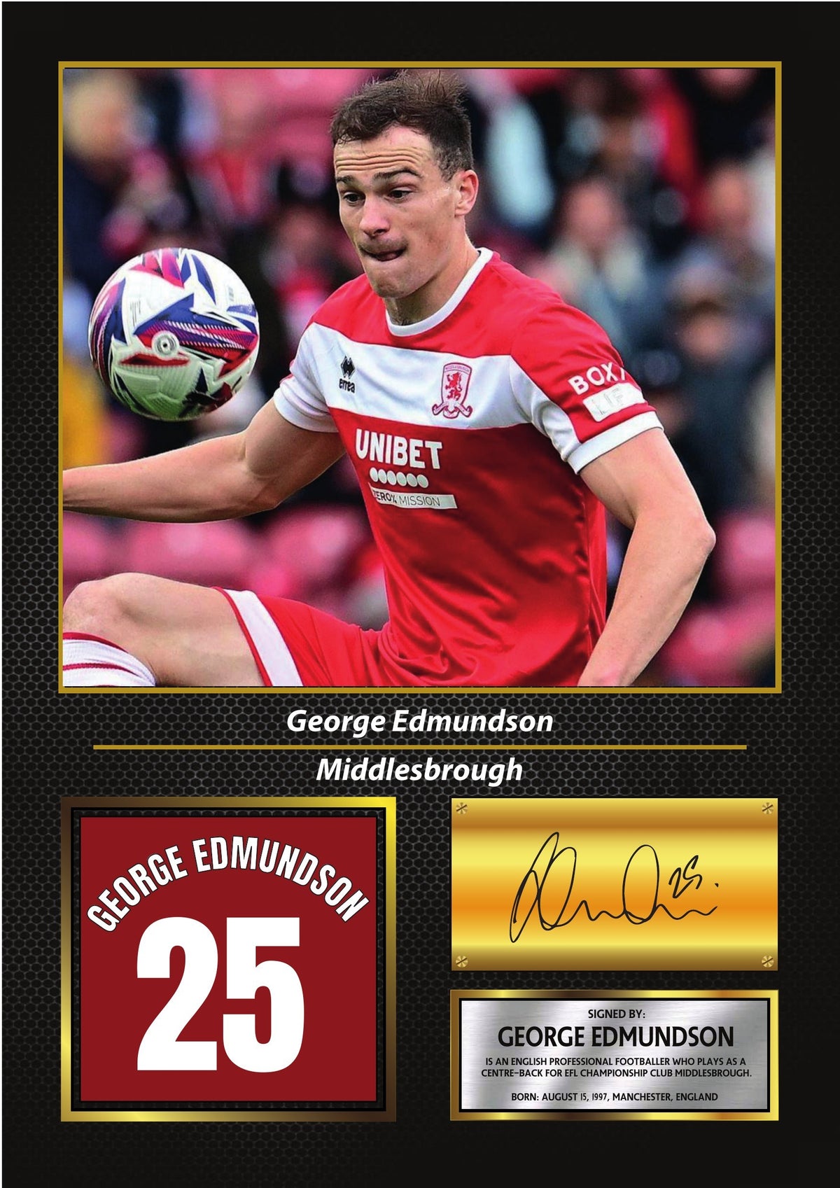 George Edmundson Middlesbrough FC Poster Print – Football Wall Art Perfect Gift for Football Fans – George Edmundson Middlesbrough FC Poster Print